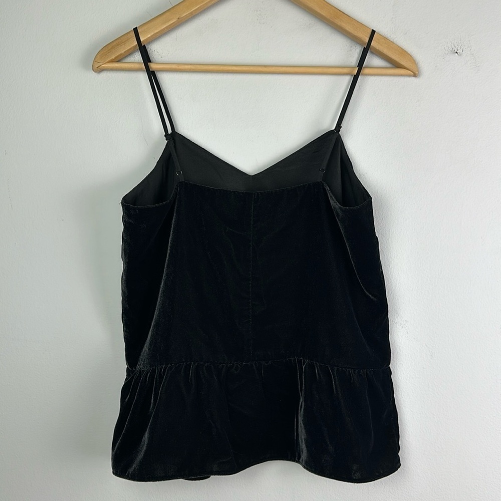 NEW J. Crew Black Velvet Peplum Cami Tank Top Size 2 Layer Lined Soft Dressy - Picture 10 of 16